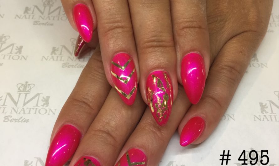 Fullcover Pink MSE Farbgel 495 mit goldenem Akzent