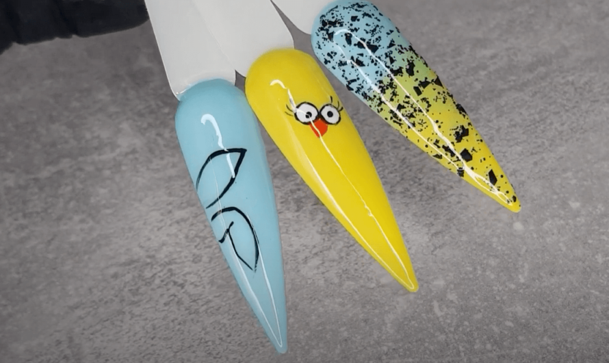 Einfaches Naildesign- Osterhasenohren, Küken, Osterei Ombre mit schwarzen Flakes inkl. Video im Blog