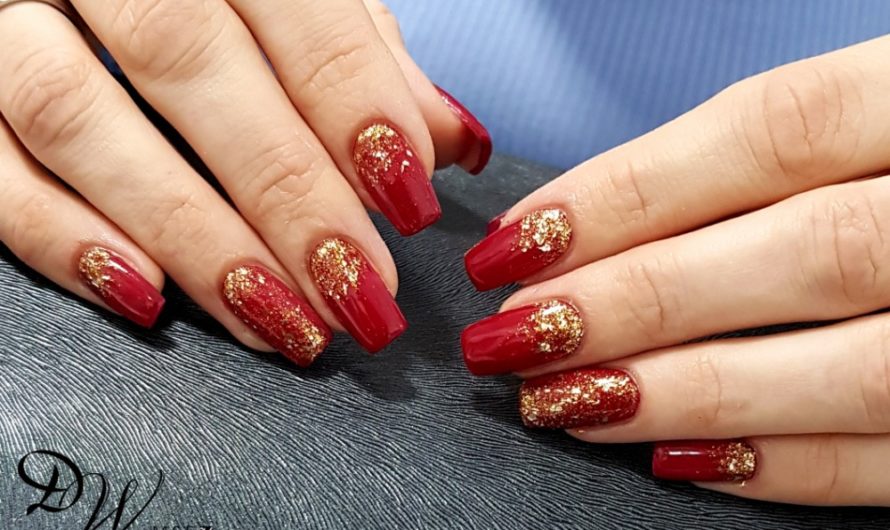 Rot mit Goldglitter #315