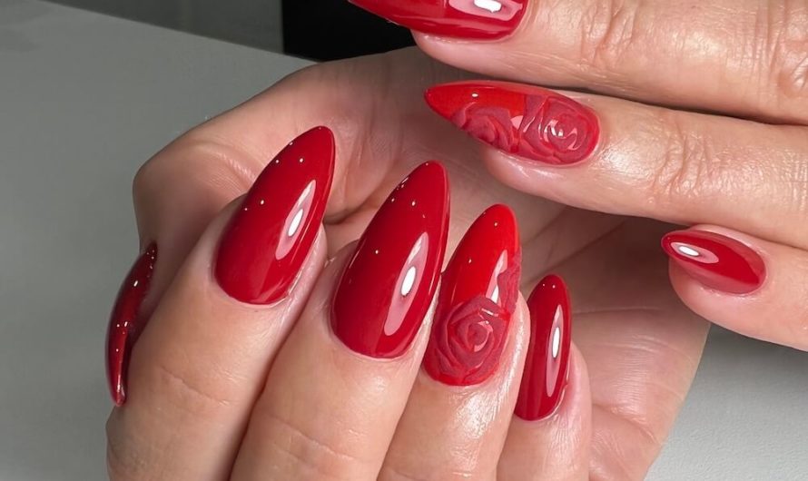 Dezentes Rosendesign: Einfach Acryl in das Farbgel gestreut…
